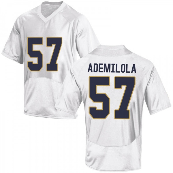 Jayson Ademilola Notre Dame Fighting Irish NCAA Youth #57 White Game College Stitched Football Jersey UEW4255YR